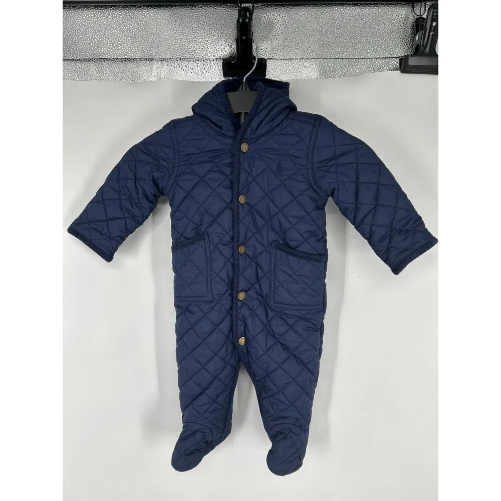 Polo Ralph Lauren Barn Bunting Snowsuit Baby Boys 6M Quilted Fleece Lined Hooded